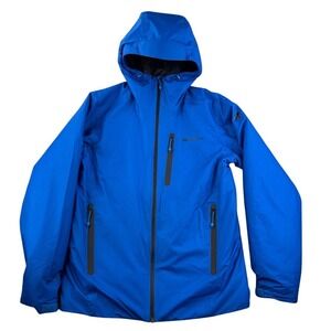 Eddie Bauer Firstascent Down Jacket Mens M Blue WeatherEdge Pro Hooded Thindown